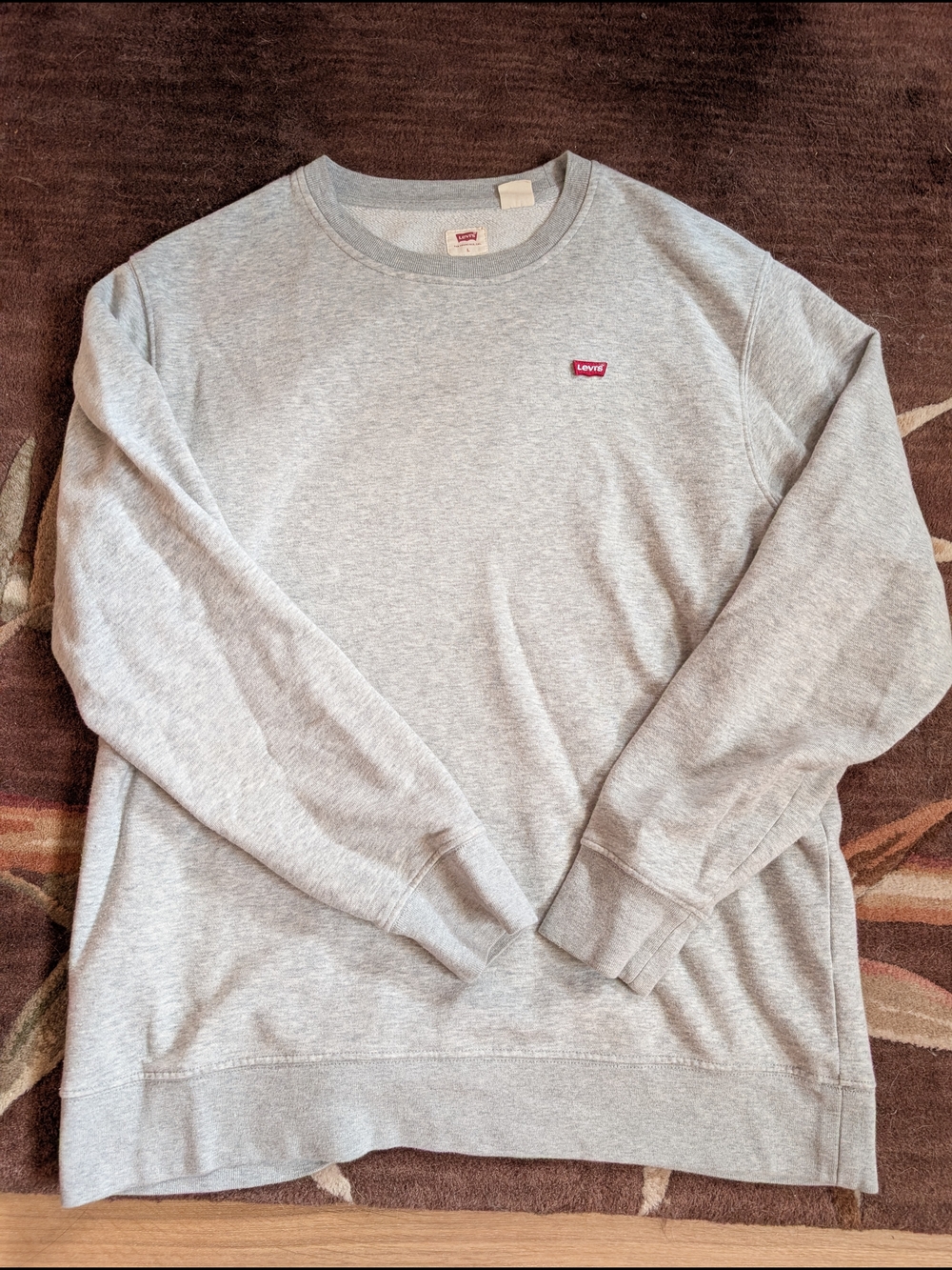Levi's Light Gray Crewneck Sweatshirt with Red Logo